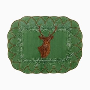 Rechteckiger Teller mit Hirsch von Bordallo Pinheiro
