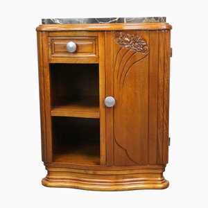 Art Deco Nightstand in Walnut and Portoro Marble, 1920s
