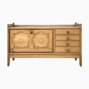 Bronze and Leather Sideboard attributed to Guillerme and Chambron for Votre Maison, 1950s
