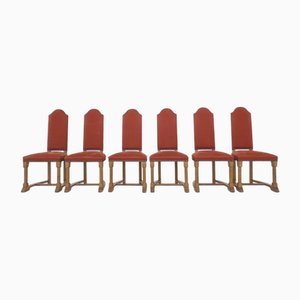 Louis XIII Chairs in Wood and Fabric, Set of 8
