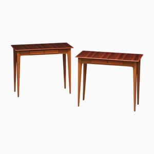 Italian Bedside Tables in Woodwork and Airy Design, 1950s, Set of 2