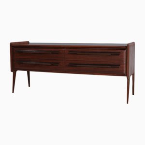 Mid-Century Modern Italian Striped Wood Dresser with Glass Top, 1950s