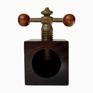 Vintage Danish Cubic Nutcracker with Brass Mechanism, 1960s