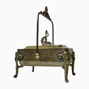 Victorian Sardine Box in Brass and Glass, 19th Century