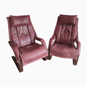 Relax Sessel aus Leder, 1980er, 2er Set
