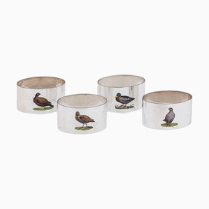Silver and Enamel Cased Napkin Rings, Chester, 1928, Set of 4