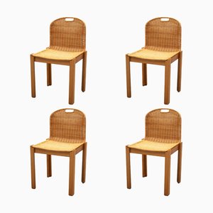 Vintage Wicker Chairs, 1970s, Set of 4