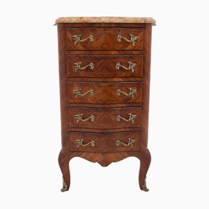 Nussholz Chiffonnier mit Marmorplatte, 1890er