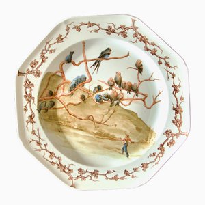 Antique Octagonal Plate by Emile Bourgeois, 1862