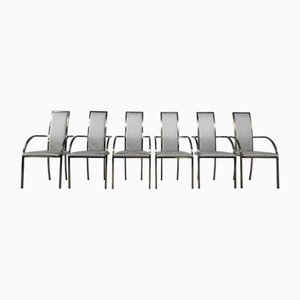 Dining Chairs in Varnished Metal and Fabric from Belgo Chrom, 1980s, Set of 6