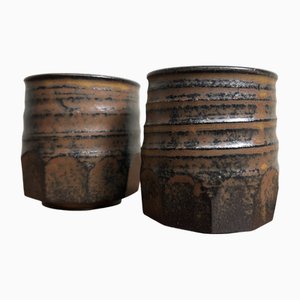 Vintage Yunomi Teetassen aus Keramik, 1960er, 2er Set