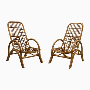 Sessel aus Rattan & Bambus, 1970er, 2er Set