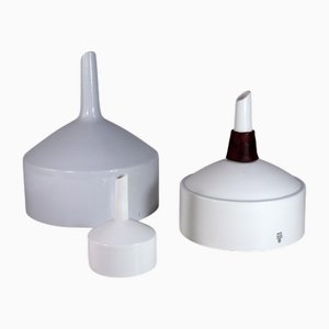 White Ceramic Laboratory Funnels, Germany, 1930s, Set of 3