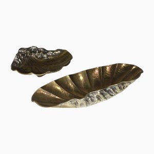 Cuencos italianos Art Déco de latón plateado con forma de estrella de mar, años 30. Juego de 2