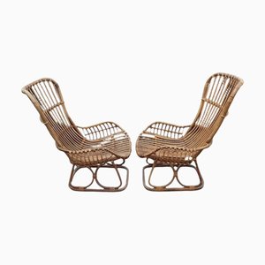 Sedie in canna e bambù di Tito Agnoli, anni '60, set di 2