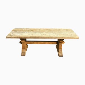 Mesa de comedor de granja de roble blanqueado, años 20