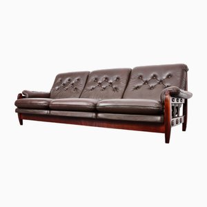 Divano Rodeio Mid-Century in pelle di vitello di Jean Gillon per Italma Wood Art, 1968