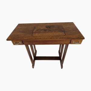 Oak Sewing Machine Table with Drawers, 1979
