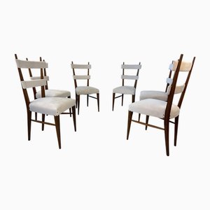 Design Chairs in Wood and Fabric attributed to Giò Ponti, 1950s, Set of 6