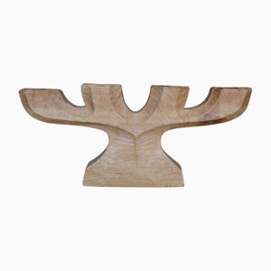 Candelabro Waldorf antroposófico de madera de tilo tallada, años 70