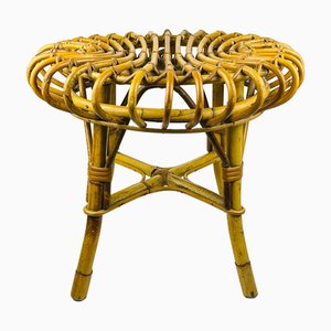 Taburete vintage de ratán atribuido a Franco Albini, Italia, años 60