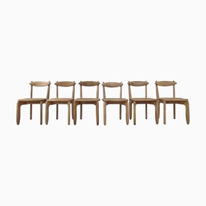 Oak Dining Chairs attributed to Guillerme & Chambron for Votre Maison, 1950s, Set of 6