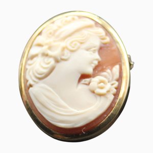 Cameo Brosche und Anhänger aus Muschel und Gold