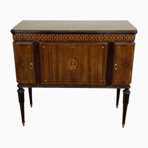 Mid-Century Italian Bar Cabinet with Glass Top and Brass Feet, 1950s
