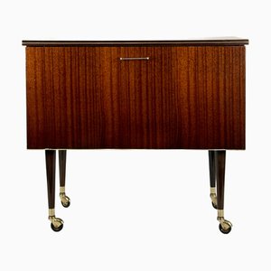 Mobile bar Mid-Century moderno con rotelle in ottone, anni '60