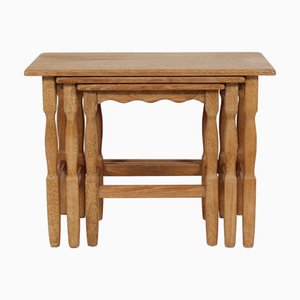 Danish Oak Nesting Tables in the style of Henning Kjærnulf, 1970s, Set of 3