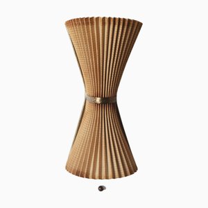 Mid-Century Pleated White and Brass Wall Lamp, 1950s