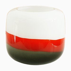 White, Red and Grey Murano Glass Vase attributed to Salviati, 1960s