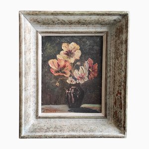 A. Terrier, Still Life of Flowers, Oil on Board, 1950s