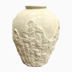 Grand Vase Vintage en Pierre de Mactan Tesselé