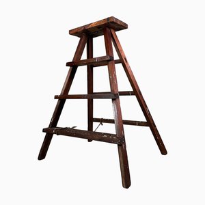 Japanese Minimalist Decorative Wooden Step Ladder, 1950s