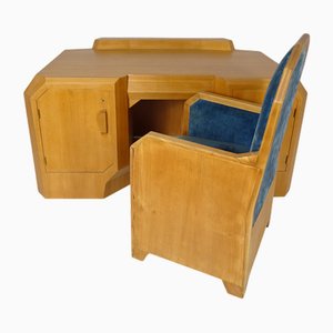 Anthroposophical Desk with Armrest Chair attributed to Felix Kayser, Set of 2