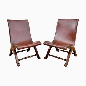 Spanische Beistellstühle aus Eiche von Pierre Lottier für Valenti, 1950er, 2er Set
