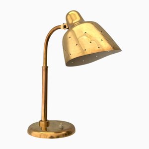 Lampe de Bureau Moderniste Mid-Century en Laiton avec Étoiles perforées attribuée à Vilhelm Lauritzen, Danemark, 1940s
