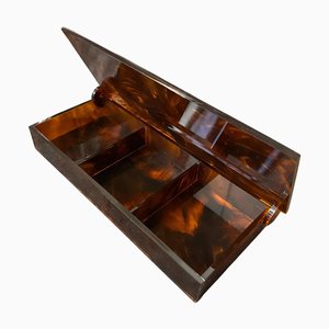 Mid-Century Modern Italian Faux Tortoiseshell Acrylic Glass Jewelry Box, 1970s