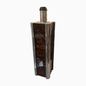 Mid-Century Modern Faux Tortoiseshell Acrylic Glass and Silver Plate Table Lamp, 1970s
