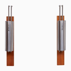 Vintage Stainless Steel Tube Wall Lamps, France, 1970s, Set of 2