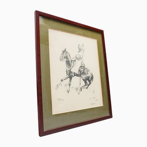 Eduard Thöny, Soldat zu Pferd in Zerbst Anhalt, 1916, Bleistiftzeichnung