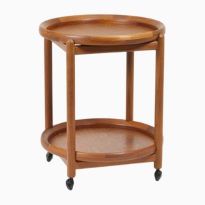 Danish Round Serving Trolley with Tray from Salin Møbler, 1960s