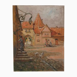 Rudolf Poeschmann, Gasthaus Zum Storchen, Dresden, Oil on Hardboard, 1920s-1940s