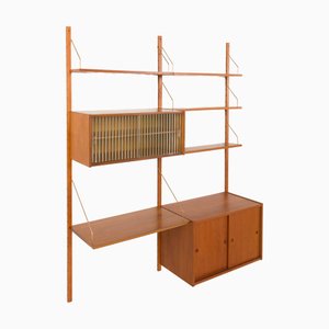 Two Bay Teak Wall Unit Ps Systems Randers by Preben Sorensen for Randers Møbelfabrik, Denmark, 1960s
