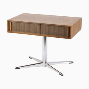 Mid-Century Walnut Rotating TV Side Table, 1970s