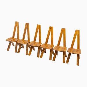 French S45 Chairs by Pierre Chapo, 1970s, Set of 6