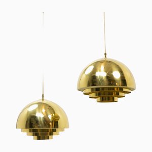 Brass Pendants from Vereinigte Werkstätten München, Germany, 1970s, Set of 2