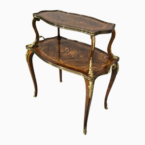 French Marquetry Etagere Two Tier Table, 1880