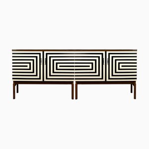 Modular Sideboard with Op Art Motif, 1970s, Set of 2